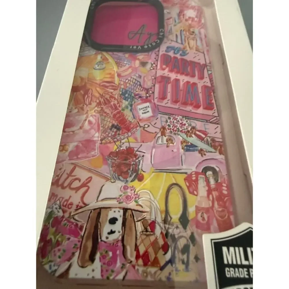 CHICASEVER PINK COLLAGE IPHONE 15 PRO CASE IN BOX